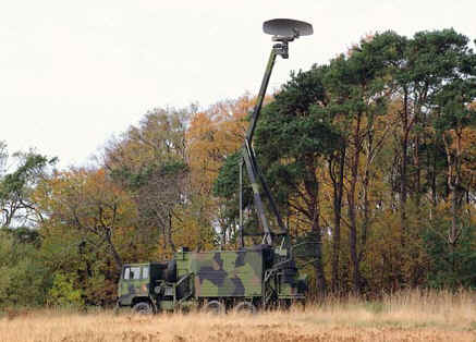 The truck-mounted Giraffe 75 mobile radar, developed by Ericsson, can be linked to nine RBS 70 firing posts.